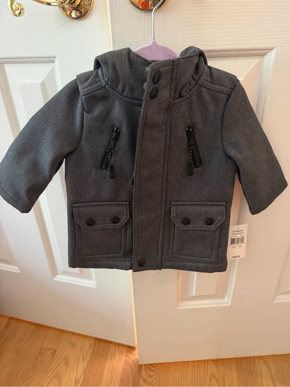 Urban Republic Unisex Gray Hooded Coat for Baby